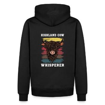 Schottisches Hochlandrind - Männer Premium Bio Hoodie - Schwarz - Hinten - Nico (187cm)