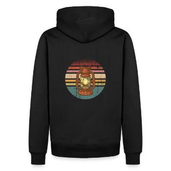 Camping Laterne Retro - Männer Premium Bio Hoodie - Schwarz - Hinten - Nico (187cm)