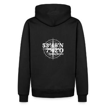 Spiekeroog Koordinaten - Männer Premium Bio Hoodie - Schwarz - Hinten - Nico (187cm)