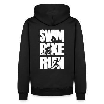 Triathlète de triathlon - Sweat à capuche Premium bio Homme - noir - Dos - Nico (187cm)