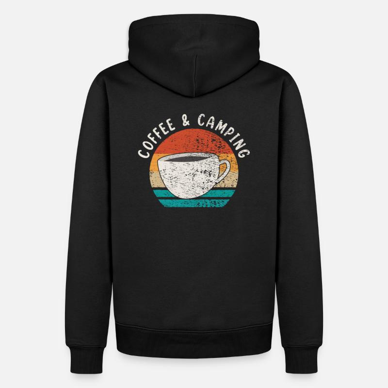 Camping et café - Sweat à capuche Premium bio Homme - noir