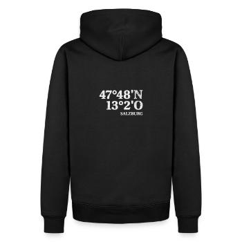 Coordonnées de Salzbourg - Sweat à capuche Premium bio Homme - noir - Dos - Nico (187cm)