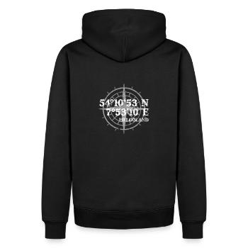 Helgoland Insel Nordsee Koordinaten - Männer Premium Bio Hoodie - Schwarz - Hinten - Nico (187cm)