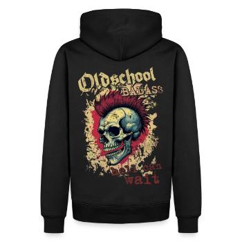 Oldschool Knallhart Punk Oi - Männer Premium Bio Hoodie - Schwarz - Hinten - Nico (187cm)