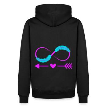 Signe de l’infini amour noeud et plume - Sweat à capuche Premium bio Homme - noir - Dos - Nico (187cm)