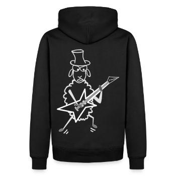 Hardrock Schaf - Männer Premium Bio Hoodie - Schwarz - Hinten - Nico (187cm)