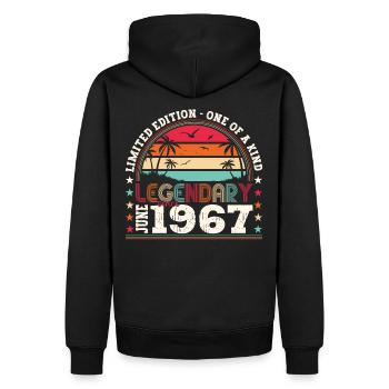 Légende Juin 1967 55ème Anniversaire Cadeau Hommes - Sweat à capuche Premium bio Homme - noir - Dos - Nico (187cm)