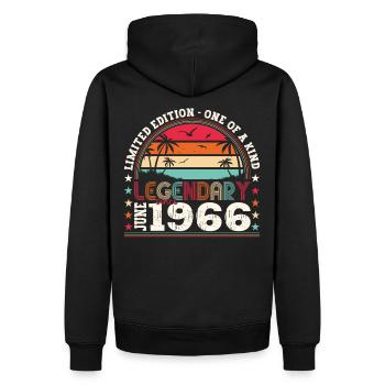 Légende Juin 1966 56ème Anniversaire Cadeau Hommes - Sweat à capuche Premium bio Homme - noir - Dos - Nico (187cm)