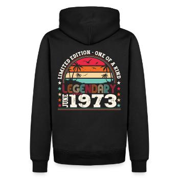 Légende juin 1973 49e anniversaire cadeau messieurs - Sweat à capuche Premium bio Homme - noir - Dos - Nico (187cm)