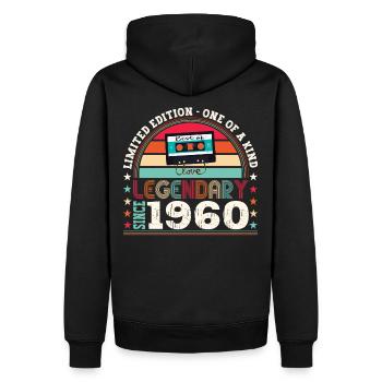 Légendaire 1960 62nd Birthday Gift Hommes - Fun - Sweat à capuche Premium bio Homme - noir - Dos - Nico (187cm)