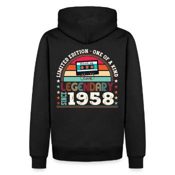 Légende 1958 62ème Anniversaire Cadeau Hommes - Sweat à capuche Premium bio Homme - noir - Dos - Nico (187cm)