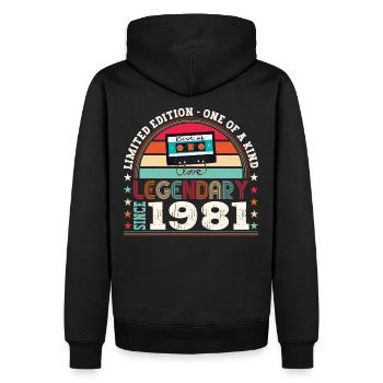 Légendaire 1981 41st Birthday Gift Hommes - Fun - Sweat à capuche Premium bio Homme - noir - Dos - Nico (187cm)
