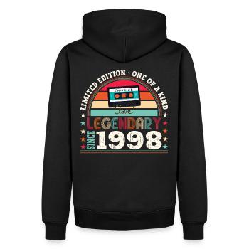 Légendaire 1998 24th Birthday Gift Hommes - Fun - Sweat à capuche Premium bio Homme - noir - Dos - Nico (187cm)