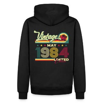 Millésime Mai 1984 Millésime 1984 Anniversaire 1984 - Sweat à capuche Premium bio Homme - noir - Dos - Nico (187cm)