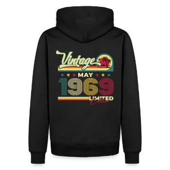 Millésime Mai 1969 Cru 1969 Anniversaire 1969 - Sweat à capuche Premium bio Homme - noir - Dos - Nico (187cm)