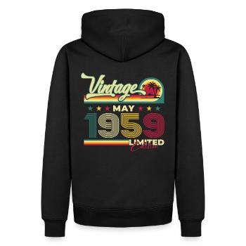 Vintage 1959 Jahrgang 1959 65. Geburtstag 1959 - Männer Premium Bio Hoodie - Schwarz - Hinten - Nico (187cm)