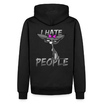 Cat I hate people with bow - Men’s Premium Organic Hoodie - black - Back - Nico (187cm)