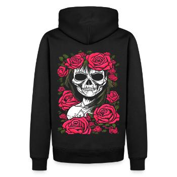 Crâne avec des roses, la Catrina - Sweat à capuche Premium bio Homme - noir - Dos - Nico (187cm)