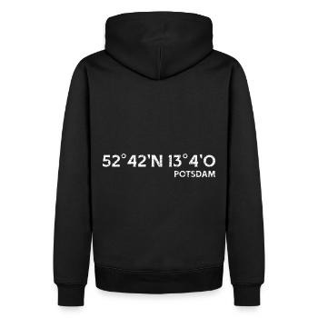 Potsdam Koordinaten Souvenir Geschenk - Männer Premium Bio Hoodie - Schwarz - Hinten - Nico (187cm)