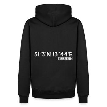 Dresden Souvenir Coordinates - Men’s Premium Organic Hoodie - black - Back - Nico (187cm)