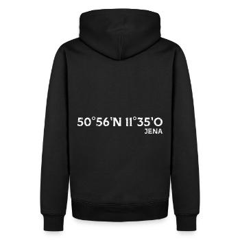 Coordonnées souvenir d’Iéna - Sweat à capuche Premium bio Homme - noir - Dos - Nico (187cm)