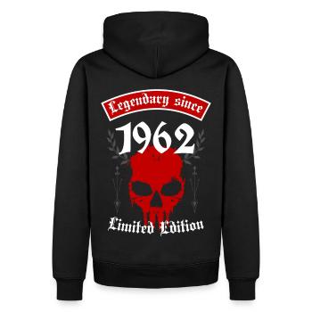 Legend since 1962 - Men’s Premium Organic Hoodie - black - Back - Nico (187cm)