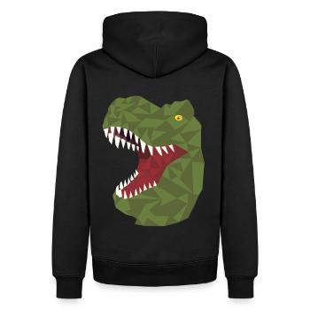 polygon dinosaurier, dino, t-rex, rex, dinos, tier - Männer Premium Bio Hoodie - Schwarz - Hinten - Nico (187cm)