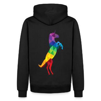 Polygon regenbogen unicorn, einhorn, einhörner, - Männer Premium Bio Hoodie - Schwarz - Hinten - Nico (187cm)