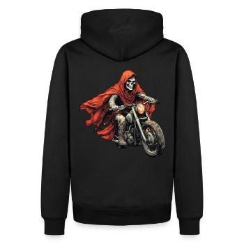 Skelett auf einem Motorrad - Männer Premium Bio Hoodie - Schwarz - Hinten - Nico (187cm)