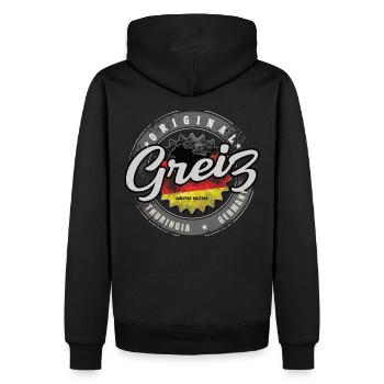 Original Germany Thüringen Greiz - Männer Premium Bio Hoodie - Schwarz - Hinten - Nico (187cm)