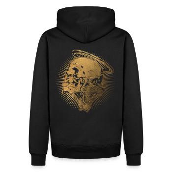 Tournevis God Piston Skull - Vintage Gold Edition - Sweat à capuche Premium bio Homme - noir - Dos - Nico (187cm)