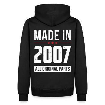 Made In 2007 - All Original Parts - Birthday - Men’s Premium Organic Hoodie - black - Back - Nico (187cm)