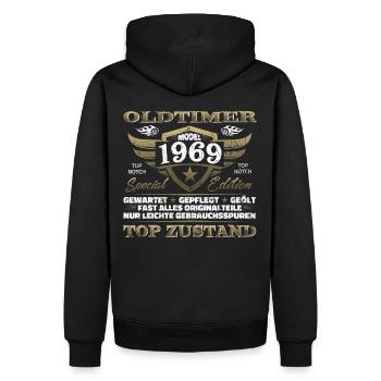 Oldtimer 1969 Baujahr – Vintage Retro Geburtstag - Männer Premium Bio Hoodie - Schwarz - Hinten - Nico (187cm)