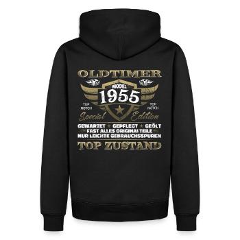 Oldtimer 1955 Baujahr – Vintage Retro Geburtstag - Männer Premium Bio Hoodie - Schwarz - Hinten - Nico (187cm)