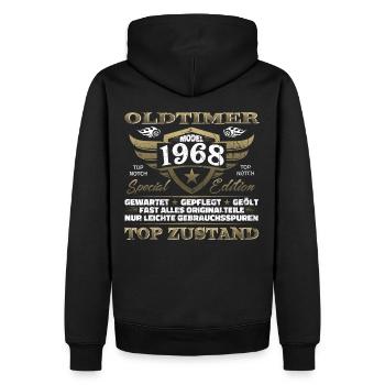 Oldtimer 1968 Baujahr – Vintage Retro Geburtstag - Männer Premium Bio Hoodie - Schwarz - Hinten - Nico (187cm)