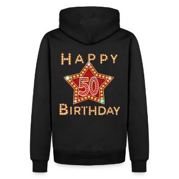 50e anniversaire - Sweat à capuche Premium bio Homme - noir - Dos - Nico (187cm)