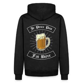 je peux pas j'ai bière | cadeau marrant bière - Sweat à capuche Premium bio Homme - noir - Dos - Nico (187cm)