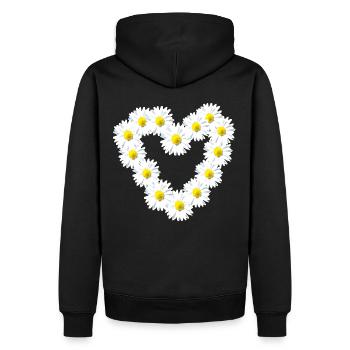 Herz Gänseblume Gänseblümchen Herzlich - Männer Premium Bio Hoodie - Schwarz - Hinten - Nico (187cm)