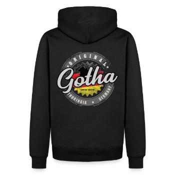 Original Germany Thüringen Gotha Thüringer Wald - Männer Premium Bio Hoodie - Schwarz - Hinten - Nico (187cm)