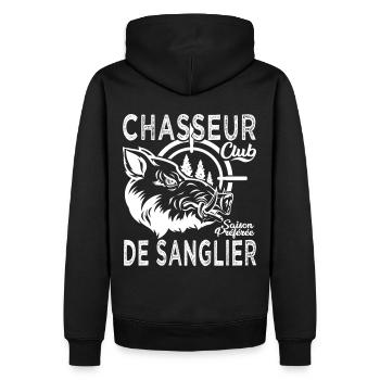 Chassé chasseur de sanglier cadeau cool chasse - Sweat à capuche Premium bio Homme - noir - Dos - Nico (187cm)
