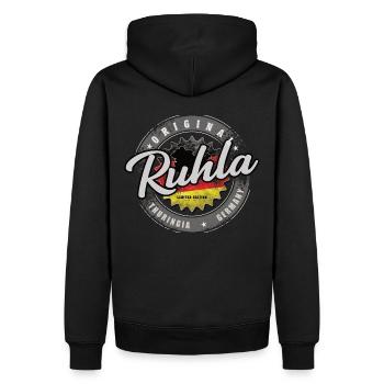 Original Germany Thüringen Ruhla - Männer Premium Bio Hoodie - Schwarz - Hinten - Nico (187cm)