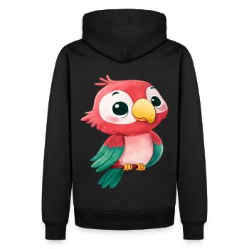 Niedlicher Kawaii Papagei – Bunter Cartoon Vogel Design - Männer Premium Bio Hoodie - Schwarz - Hinten - Nico (187cm)