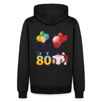 80. Alles Gute zum Geburtstag Luftballons vorhanden & Kerzen - Männer Premium Bio Hoodie - Schwarz - Hinten - Nico (187cm)