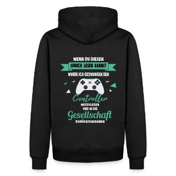 Gaming Gamer Zocker Spruch | lustiges Geschenk - Männer Premium Bio Hoodie - Schwarz - Hinten - Nico (187cm)