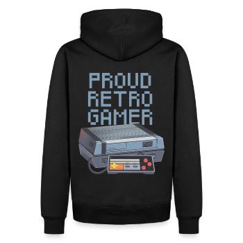 Proud Retro Gamer - léger - Sweat à capuche Premium bio Homme - noir - Dos - Nico (187cm)