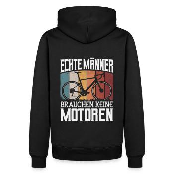 ECHTE MÄNNER BRAUCHEN KEINE MOTOREN RADSPORT - Männer Premium Bio Hoodie - Schwarz - Hinten - Nico (187cm)