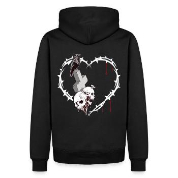 Corneille sur Tombstone Cross Skull Thorns Heart Gothic - Sweat à capuche Premium bio Homme - noir - Dos - Nico (187cm)