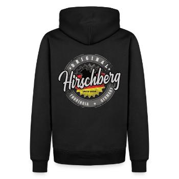 Original Germany Thüringen Hirschberg - Männer Premium Bio Hoodie - Schwarz - Hinten - Nico (187cm)