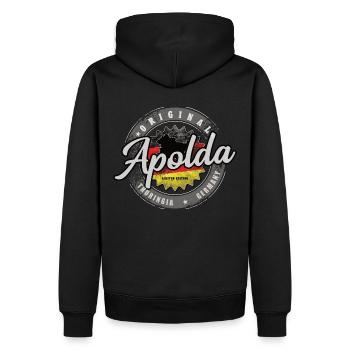Allemagne d’origine Thuringe Apolda - Sweat à capuche Premium bio Homme - noir - Dos - Nico (187cm)