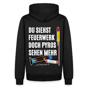 Pyro Nostalgie - Männer Premium Bio Hoodie - Schwarz - Hinten - Nico (187cm)